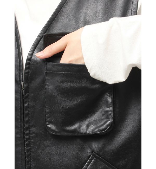 Ungrid「フェイクレザーベスト」|ダウンベスト・ベスト|