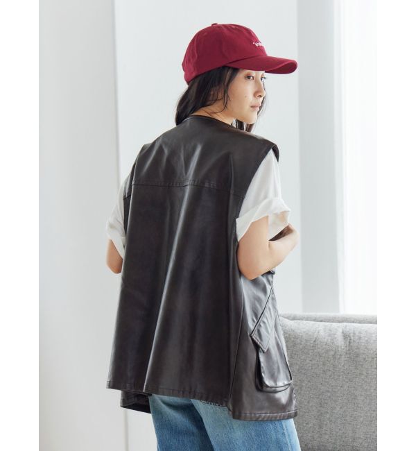 Ungrid「フェイクレザーベスト」|ダウンベスト・ベスト|