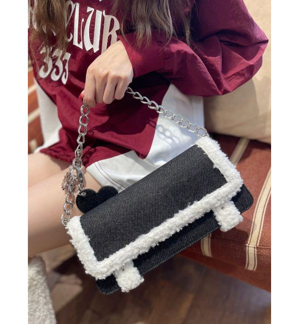 EVRIS「ボアデニムBAG」|ハンドバッグ|
