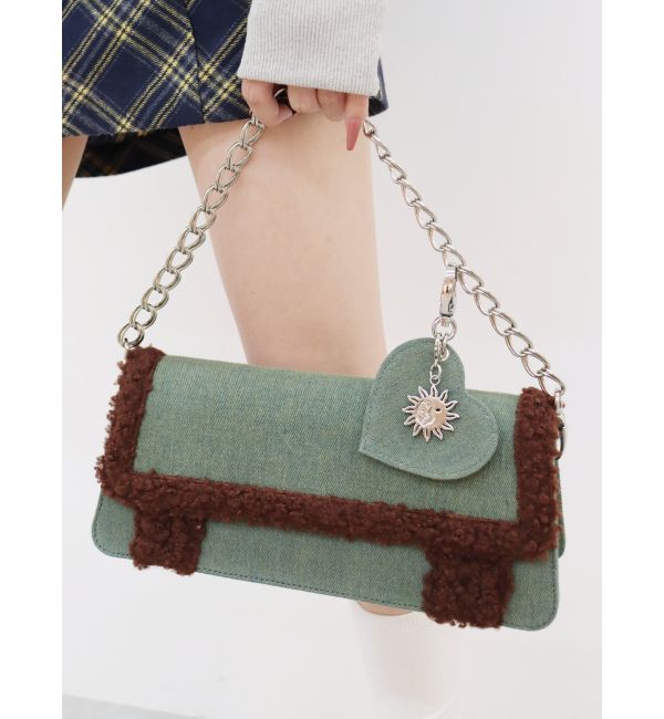 EVRIS「ボアデニムBAG」|ハンドバッグ|インディゴ