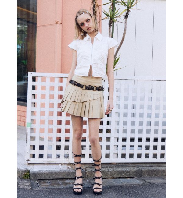 EVRIS「レイヤードプリーツミニスカート」|スカート|