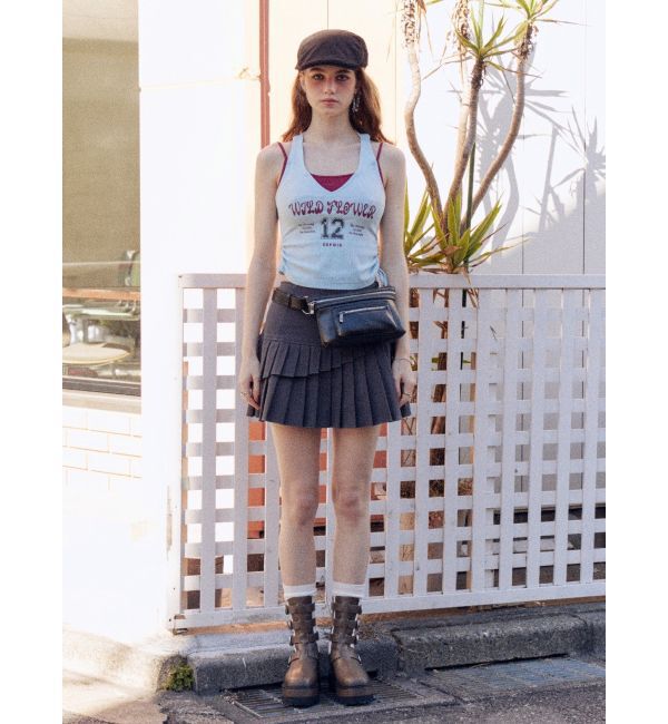 EVRIS「レイヤードプリーツミニスカート」|スカート|