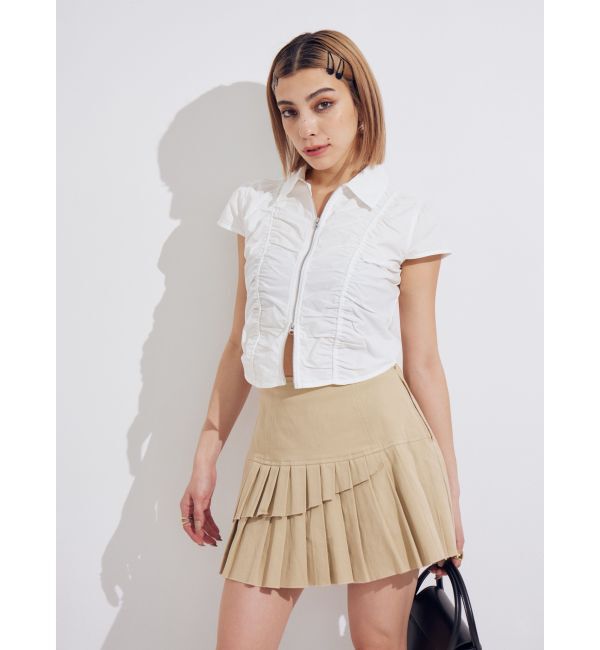 EVRIS「レイヤードプリーツミニスカート」|スカート|
