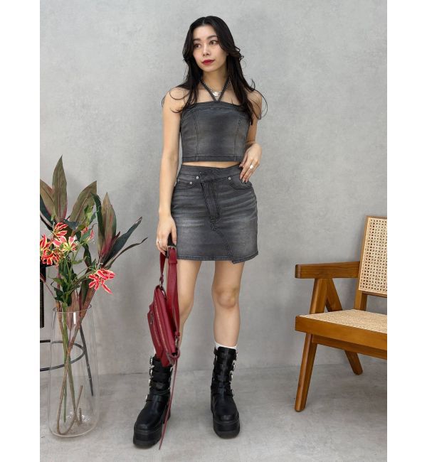 EVRIS「ホルターネックデニムビスチェ【セットアップ着用可能】」|キャミソール|