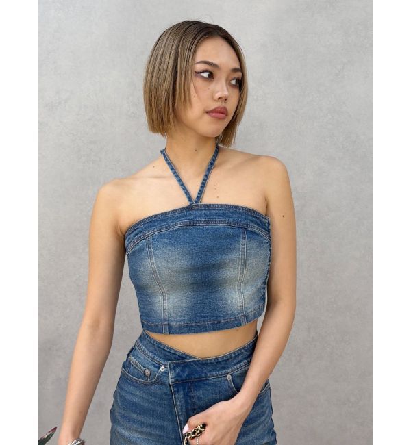 EVRIS「ホルターネックデニムビスチェ【セットアップ着用可能】」|キャミソール|