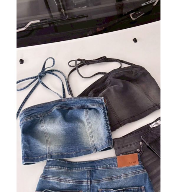 EVRIS「ホルターネックデニムビスチェ【セットアップ着用可能】」|キャミソール|