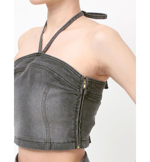 EVRIS「ホルターネックデニムビスチェ【セットアップ着用可能】」|キャミソール|