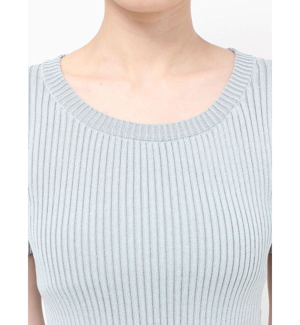 EVRIS「ハーフスリーブバックオープンリボンニットトップス」|ニット・セーター|