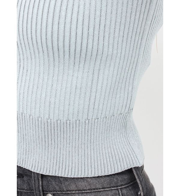 EVRIS「ハーフスリーブバックオープンリボンニットトップス」|ニット・セーター|