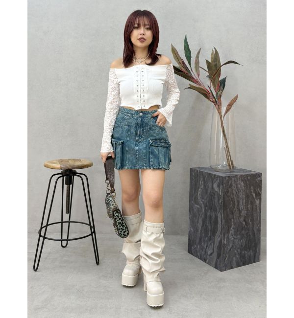 EVRIS「レースコンビオフショルトップス」|Tシャツ・カットソー|