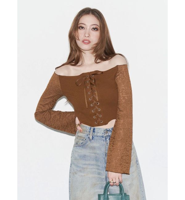 EVRIS「レースコンビオフショルトップス」|Tシャツ・カットソー|