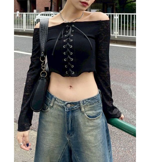 EVRIS「レースコンビオフショルトップス」|Tシャツ・カットソー|
