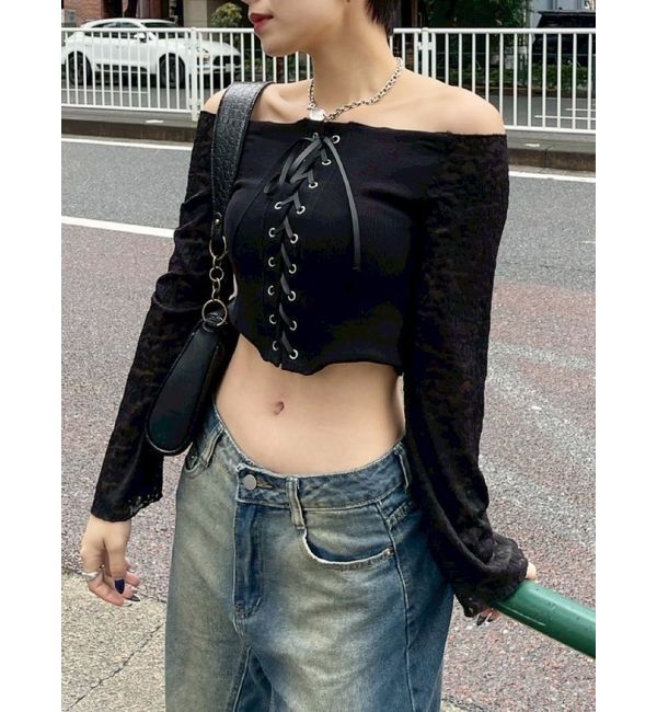 EVRIS「レースコンビオフショルトップス」|Tシャツ・カットソー|