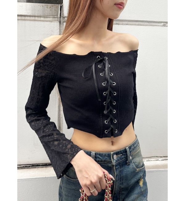 EVRIS「レースコンビオフショルトップス」|Tシャツ・カットソー|
