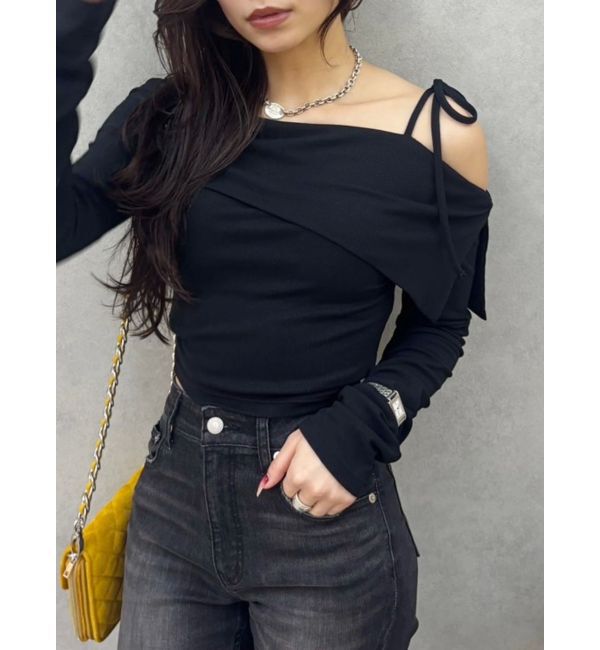 EVRIS「リブオフショルトップス」|Tシャツ・カットソー|