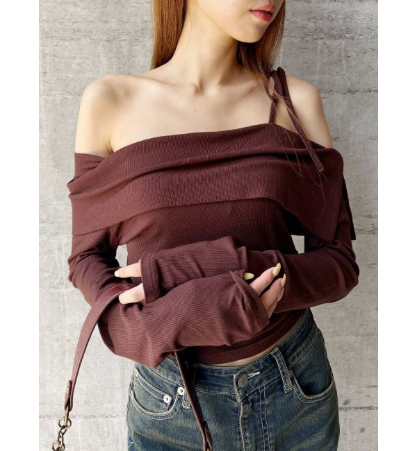 EVRIS「リブオフショルトップス」|Tシャツ・カットソー|