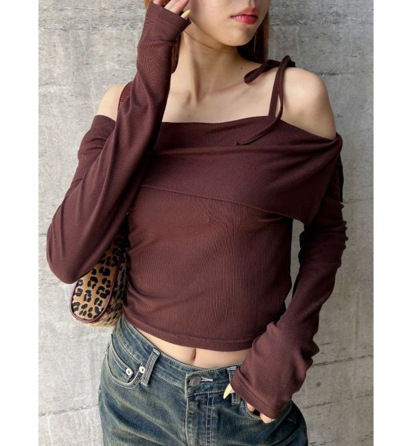 EVRIS「リブオフショルトップス」|Tシャツ・カットソー|