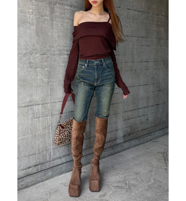 EVRIS「リブオフショルトップス」|Tシャツ・カットソー|