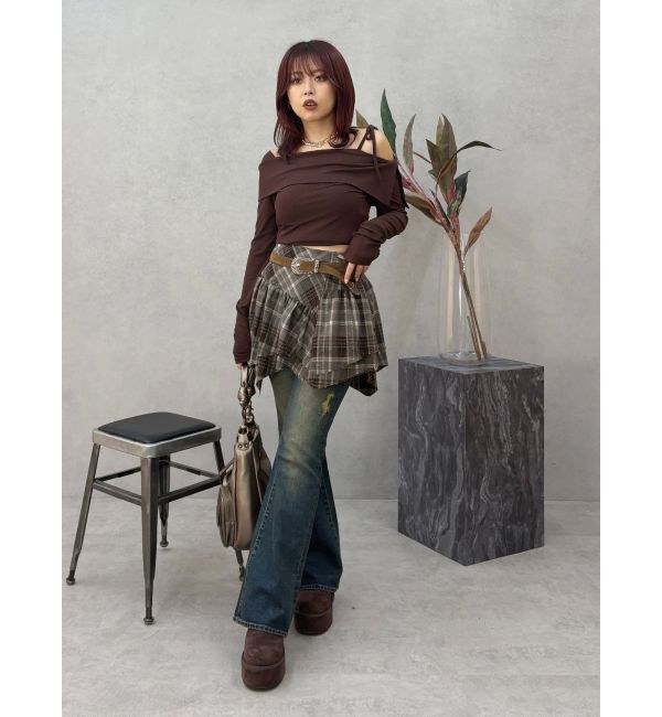 EVRIS「リブオフショルトップス」|Tシャツ・カットソー|