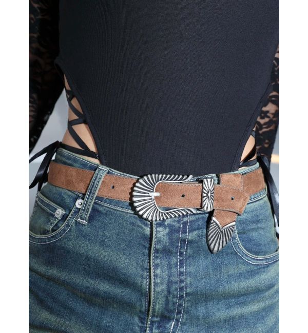 EVRIS「メタルバックルスウェードベルト」|ベルト|ブラウン