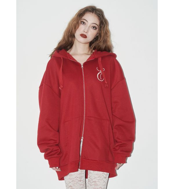 EVRIS「era bloom グラフィックジップパーカー」|パーカー|レッド