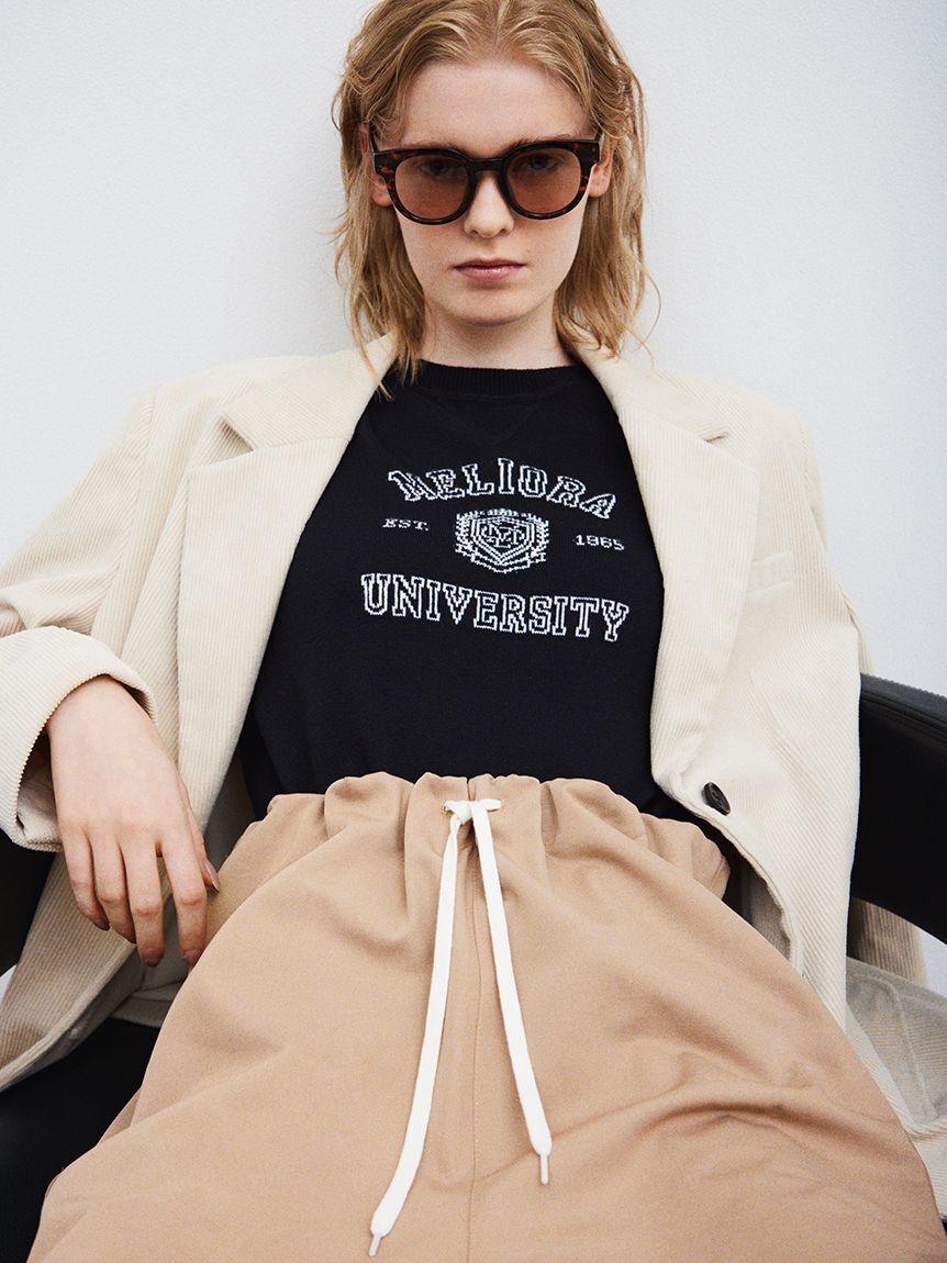 Mila Owen「カシミア混ハイケージカレッジモチーフニット」|ニット・セーター|