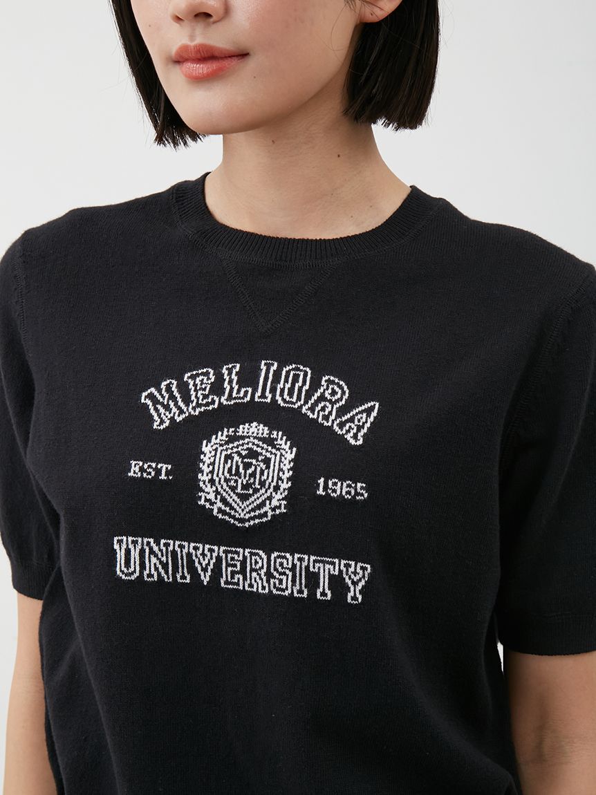 Mila Owen「カシミア混ハイケージカレッジモチーフニット」|ニット・セーター|