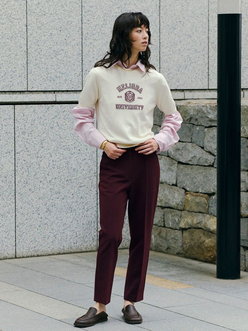 Mila Owen「カシミア混ハイケージカレッジモチーフニット」|ニット・セーター|