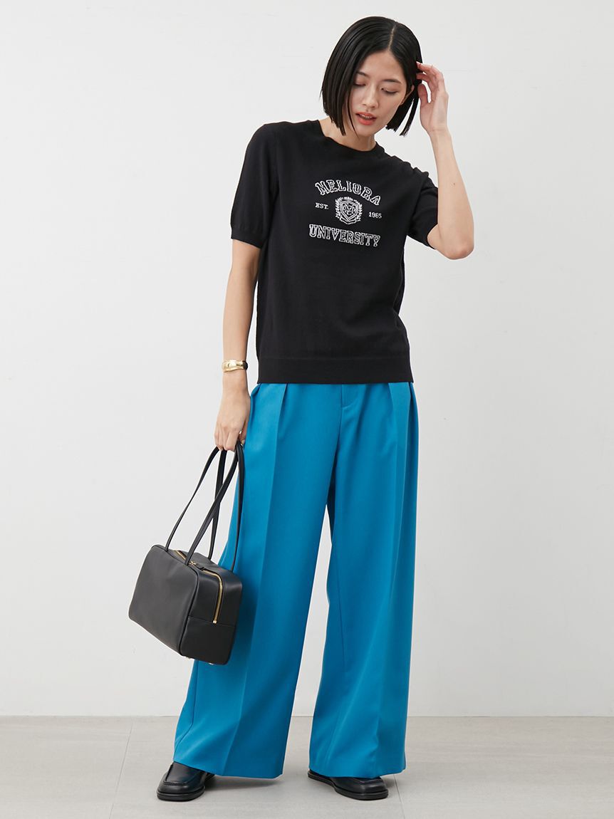 Mila Owen「カシミア混ハイケージカレッジモチーフニット」|ニット・セーター|