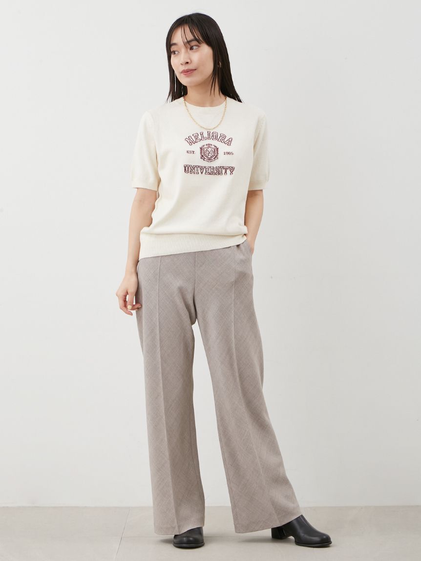 Mila Owen「カシミア混ハイケージカレッジモチーフニット」|ニット・セーター|