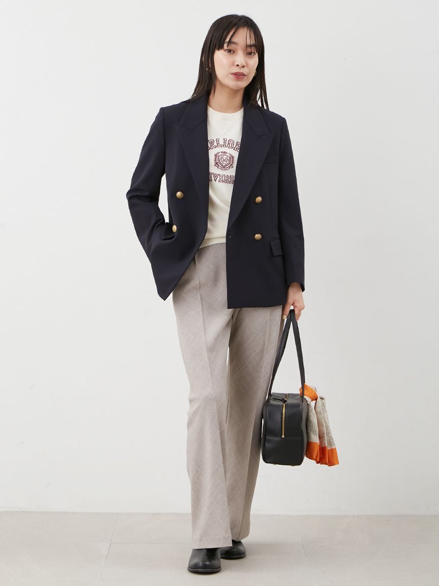 Mila Owen「カシミア混ハイケージカレッジモチーフニット」|ニット・セーター|