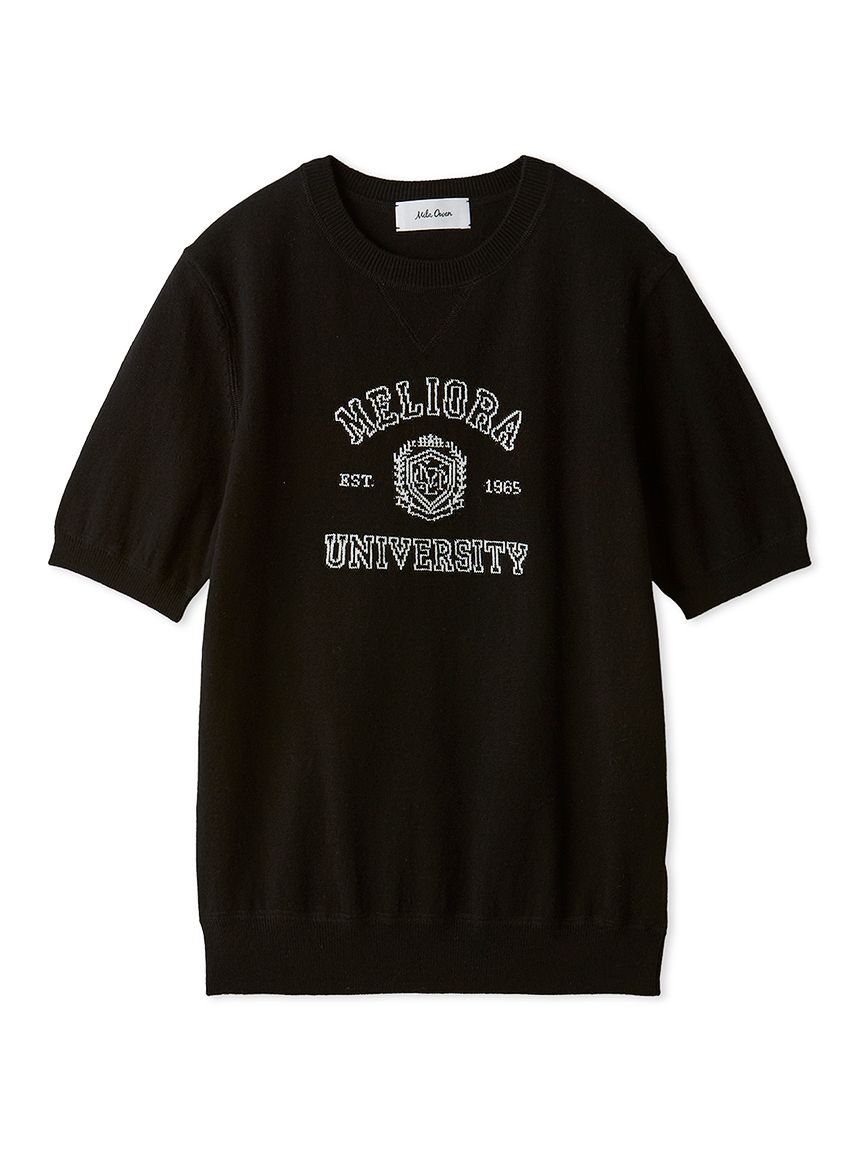 Mila Owen「カシミア混ハイケージカレッジモチーフニット」|ニット・セーター|