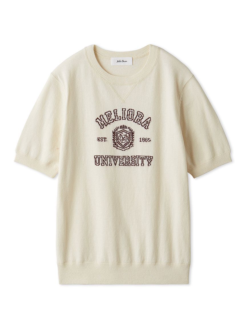 Mila Owen「カシミア混ハイケージカレッジモチーフニット」|ニット・セーター|