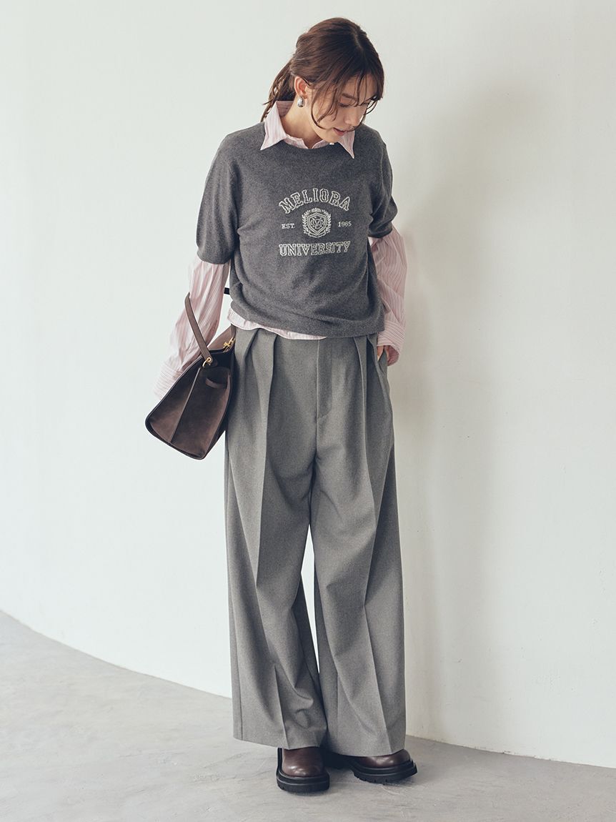 Mila Owen「カシミア混ハイケージカレッジモチーフニット」|ニット・セーター|