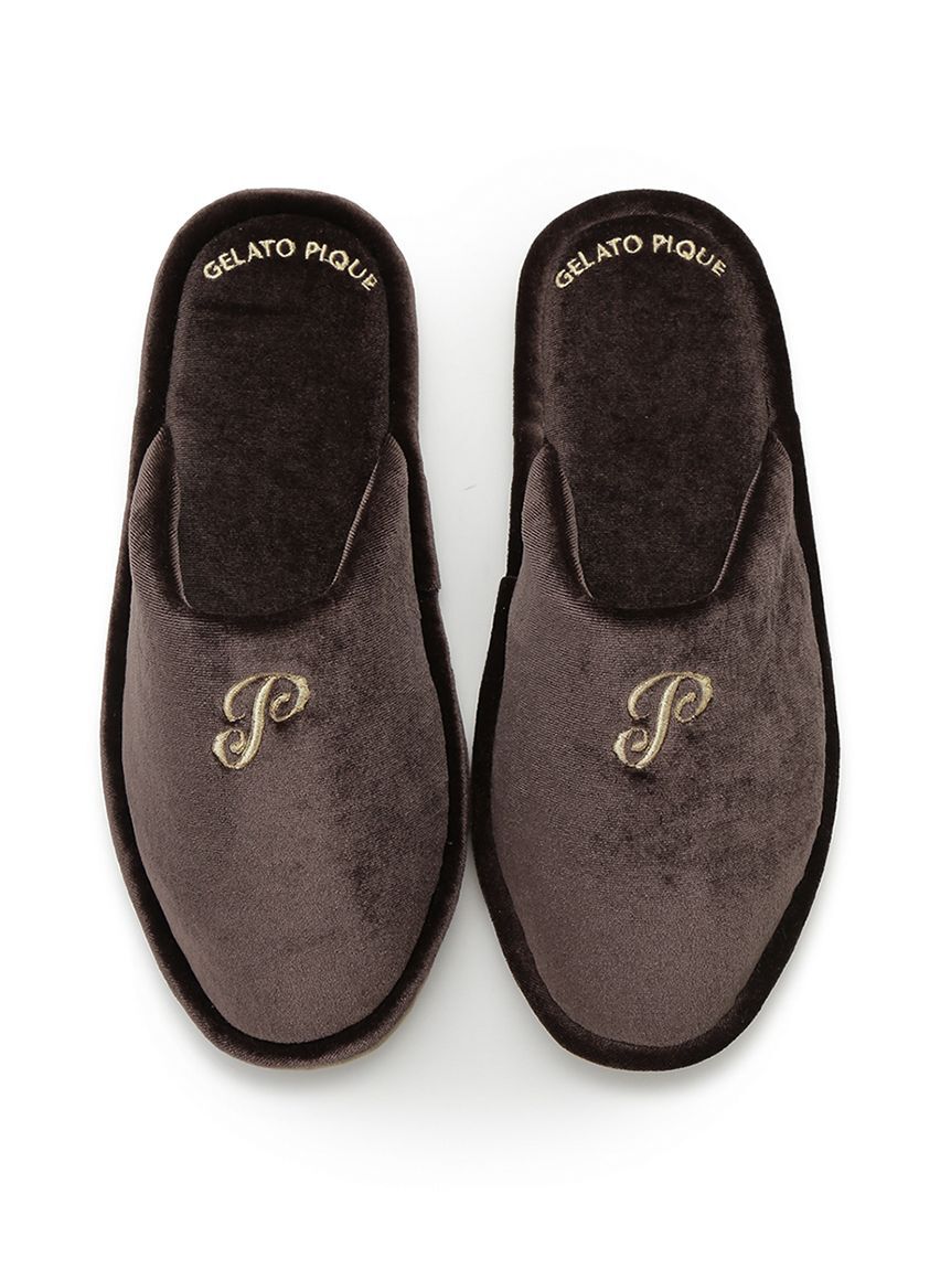 gelato pique「エンブレムモチーフベロアルームシューズ」|ルームシューズ|