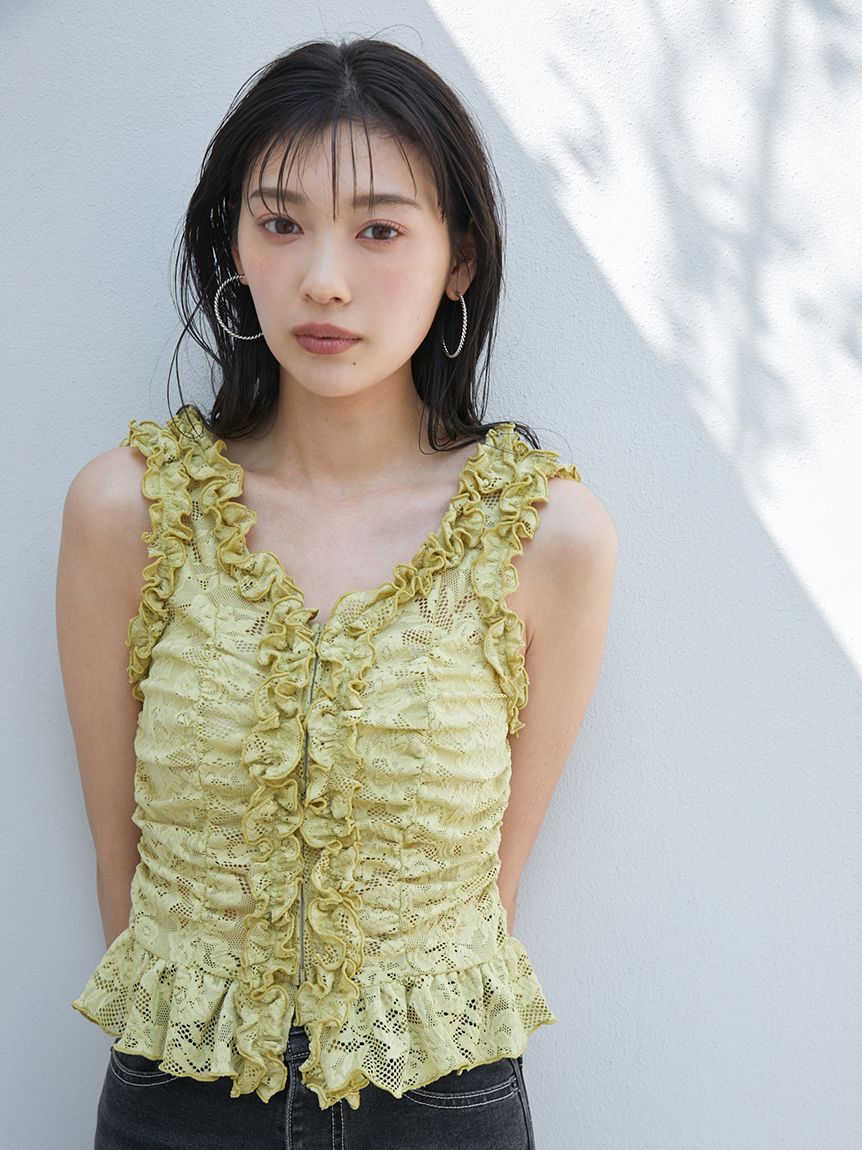 SNIDEL「カットレースフリルプルオーバー」|Tシャツ・カットソー|