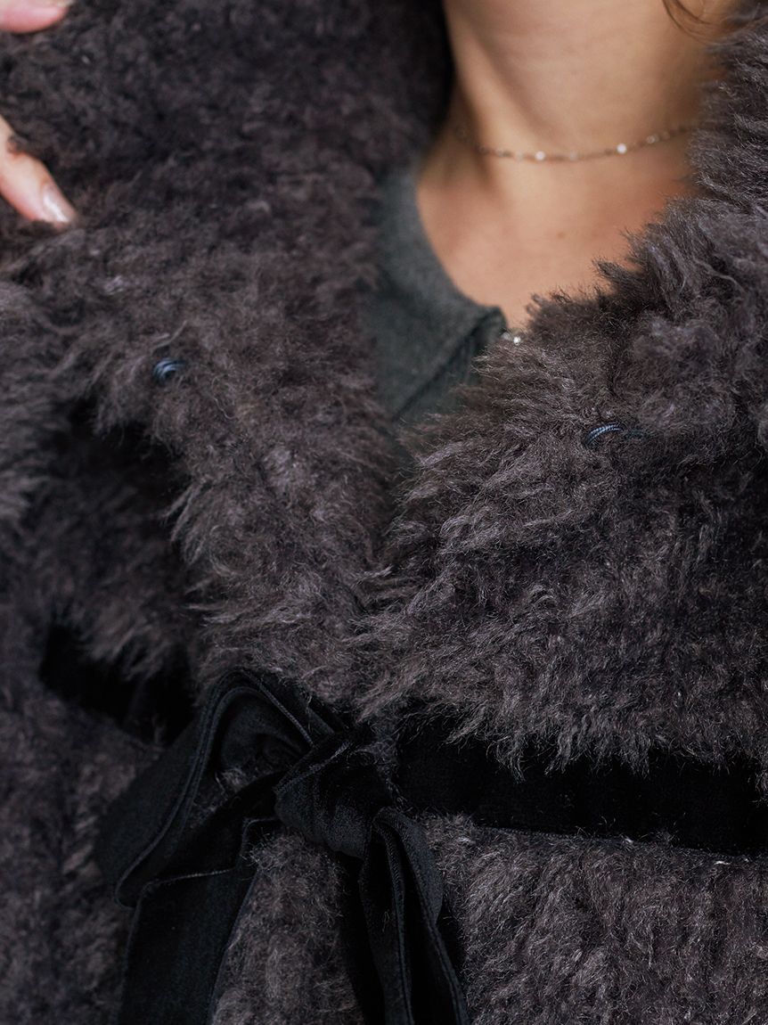 SNIDEL「Sustainableリボンボアショートコート」|その他|