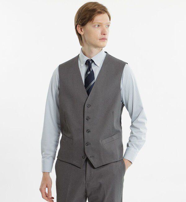 MACKINTOSH PHILOSOPHY「【24年秋冬モデル】トロッター ウェストコート#000（ナンバーゼロ）バーズアイストレッチ　リサイクル」|その他|チャコールグレー