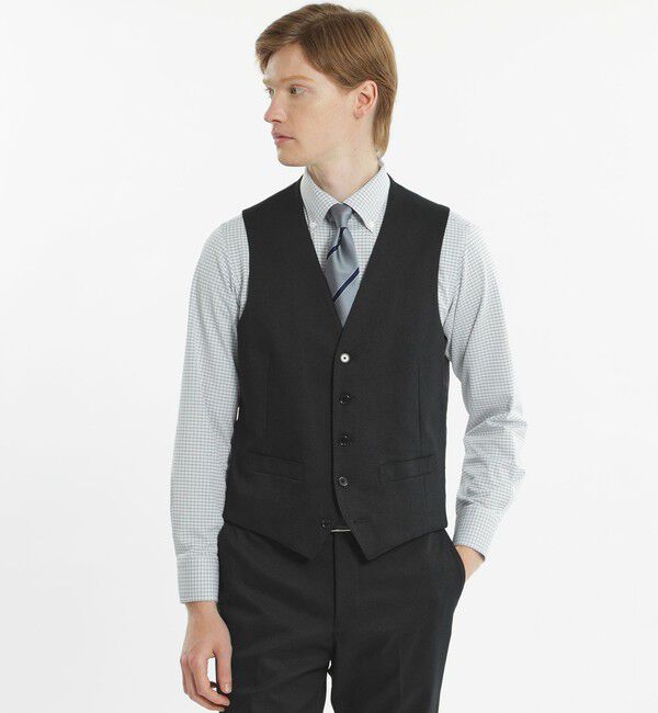 MACKINTOSH PHILOSOPHY「【24年秋冬モデル】トロッター ウェストコート#000（ナンバーゼロ）バーズアイストレッチ　リサイクル」|その他|ブラック