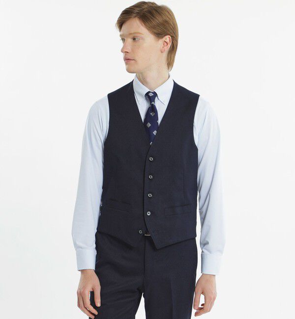 MACKINTOSH PHILOSOPHY「【24年秋冬モデル】トロッター ウェストコート#000（ナンバーゼロ）バーズアイストレッチ　リサイクル」|その他|ネイビー