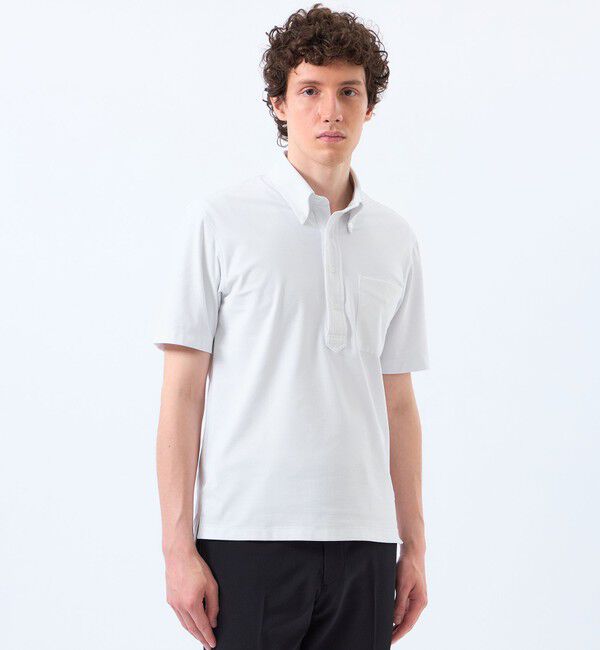 MACKINTOSH PHILOSOPHY「【TROTTER with FREEZE TECH】トロッター ボタンダウンポロシャツ　氷撃プリントトリコット」|シャツ・ブラウス|ホワイト