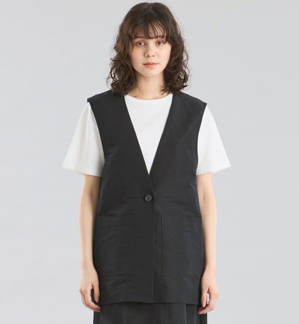 MACKINTOSH PHILOSOPHY「GREY LABEL リネンナイロンジレ」|ブルゾン・スタジャン|ブラック