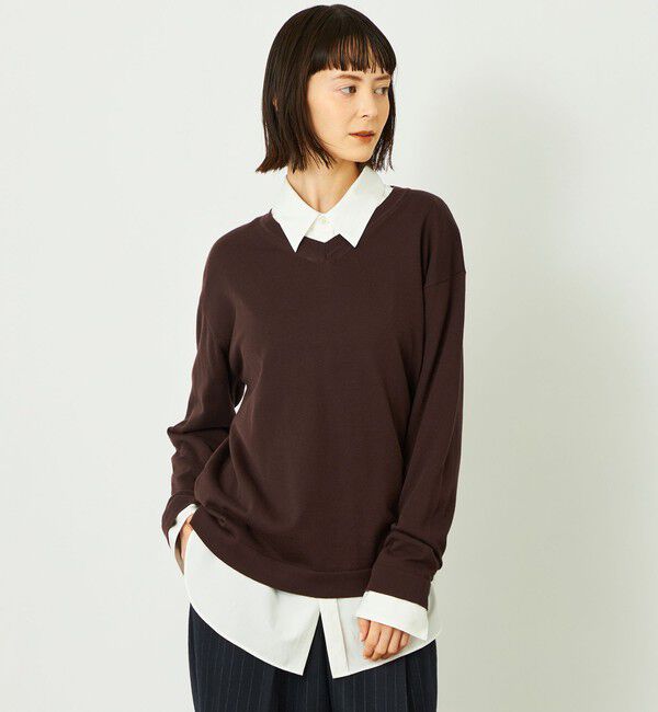 MACKINTOSH PHILOSOPHY「GREY LABEL ファインコットンVネックニット」|ニット・セーター|ブラウン