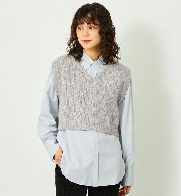 MACKINTOSH PHILOSOPHY「GREY LABEL ローゲージショートベスト」|ニット・セーター|グレー