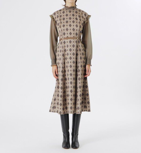  「レジメンタルオーナメントドレス」|ワンピース|