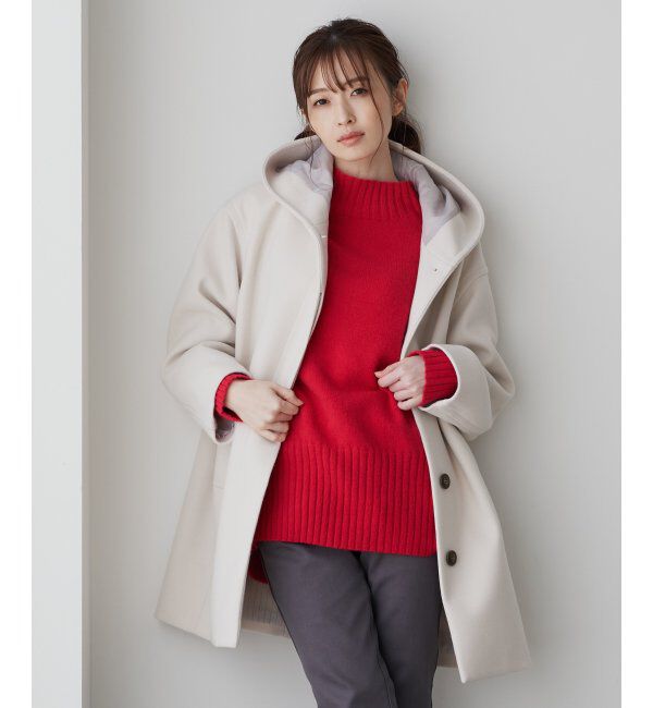 ikka「RENU メルトンミドル丈フードジャケット」|その他|