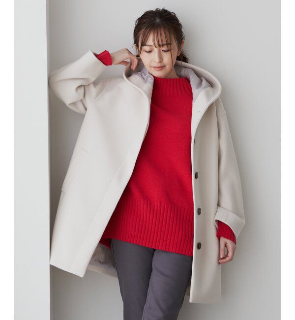 ikka「RENU メルトンミドル丈フードジャケット」|その他|