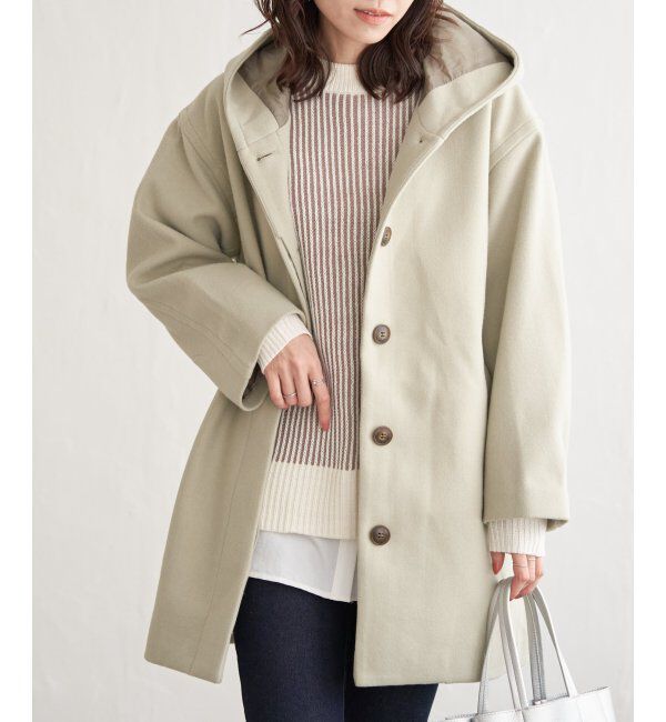 ikka「RENU メルトンミドル丈フードジャケット」|その他|