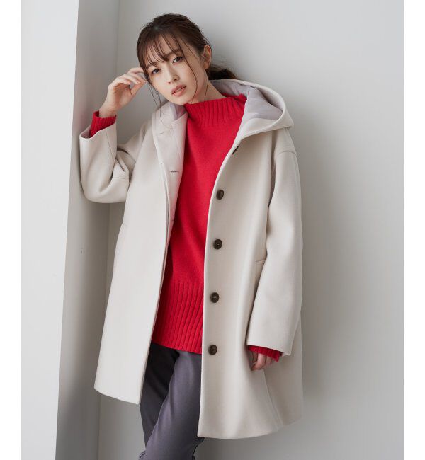 ikka「RENU メルトンミドル丈フードジャケット」|その他|