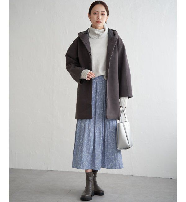 ikka「RENU メルトンミドル丈フードジャケット」|その他|